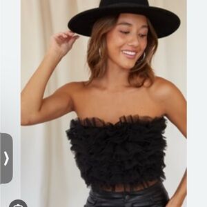 Black Ruffled Tube Top
